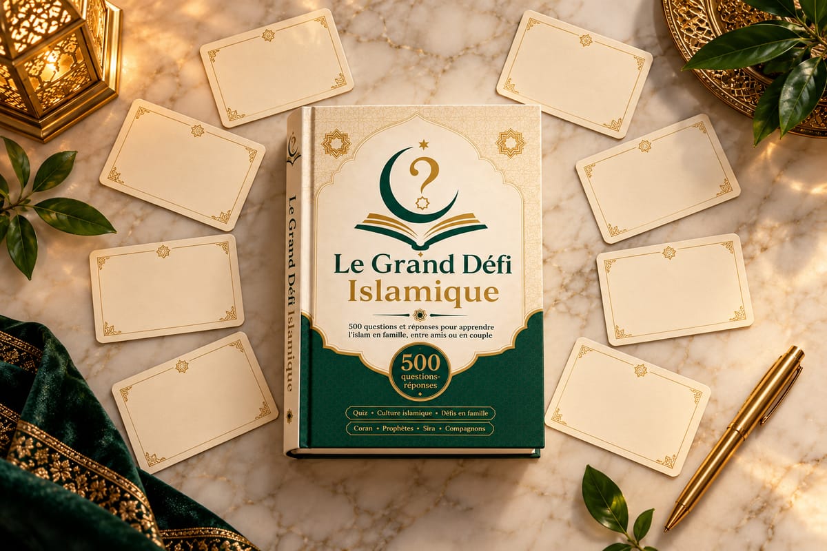 Le Grand Défi Islamique entouré de cartes de jeu